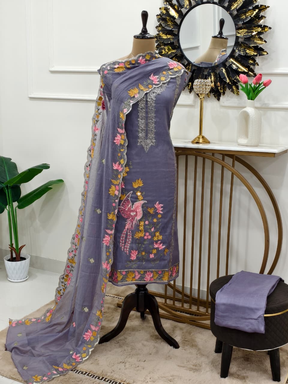 Aditi Mul chanderi embroidered suit