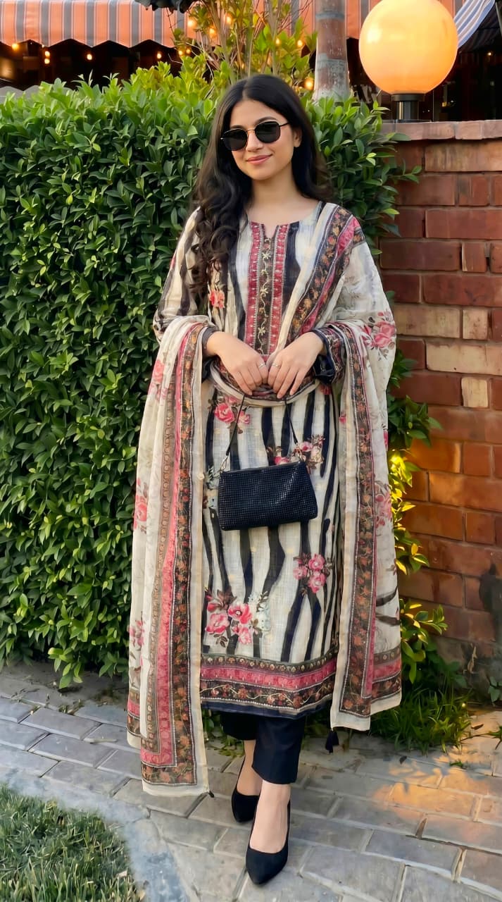 Rani Kota Zari buta digital print suit