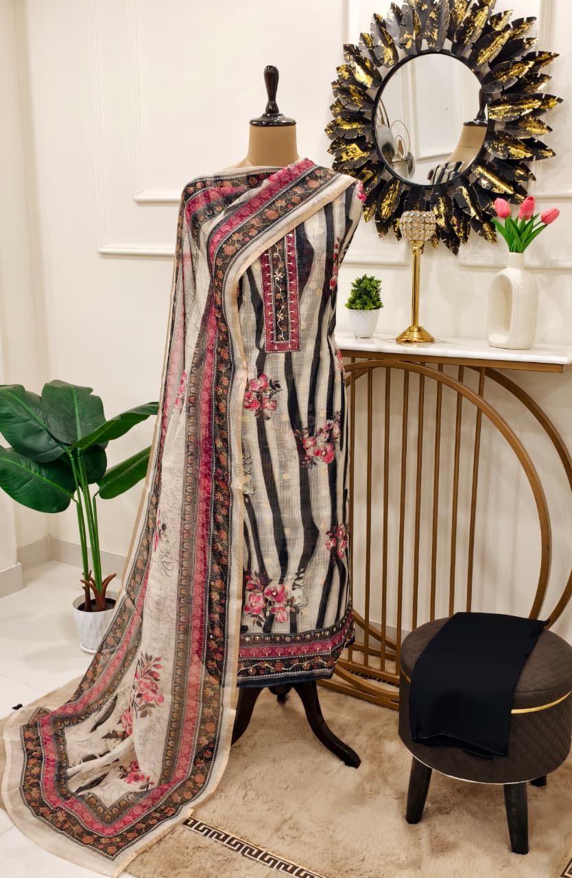 Rani Kota Zari buta digital print suit