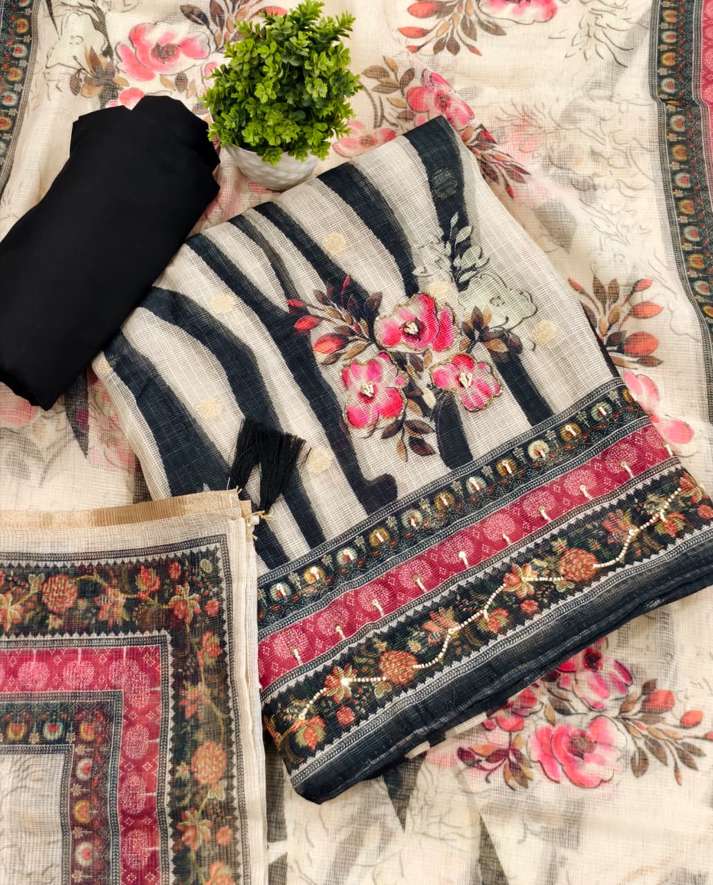 Rani Kota Zari buta digital print suit