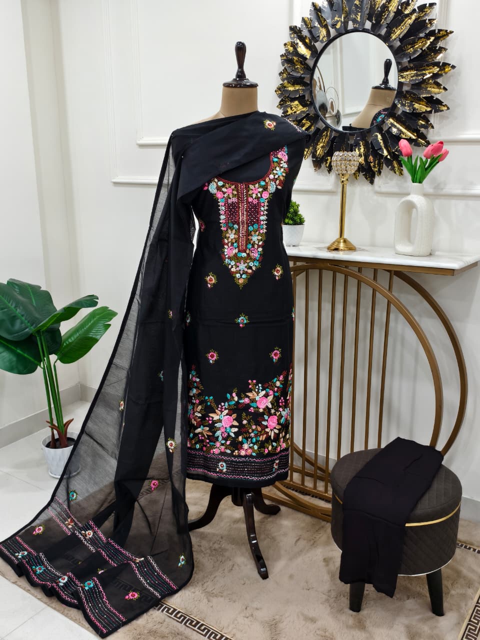 Kajal Chanderi French Knot Suit