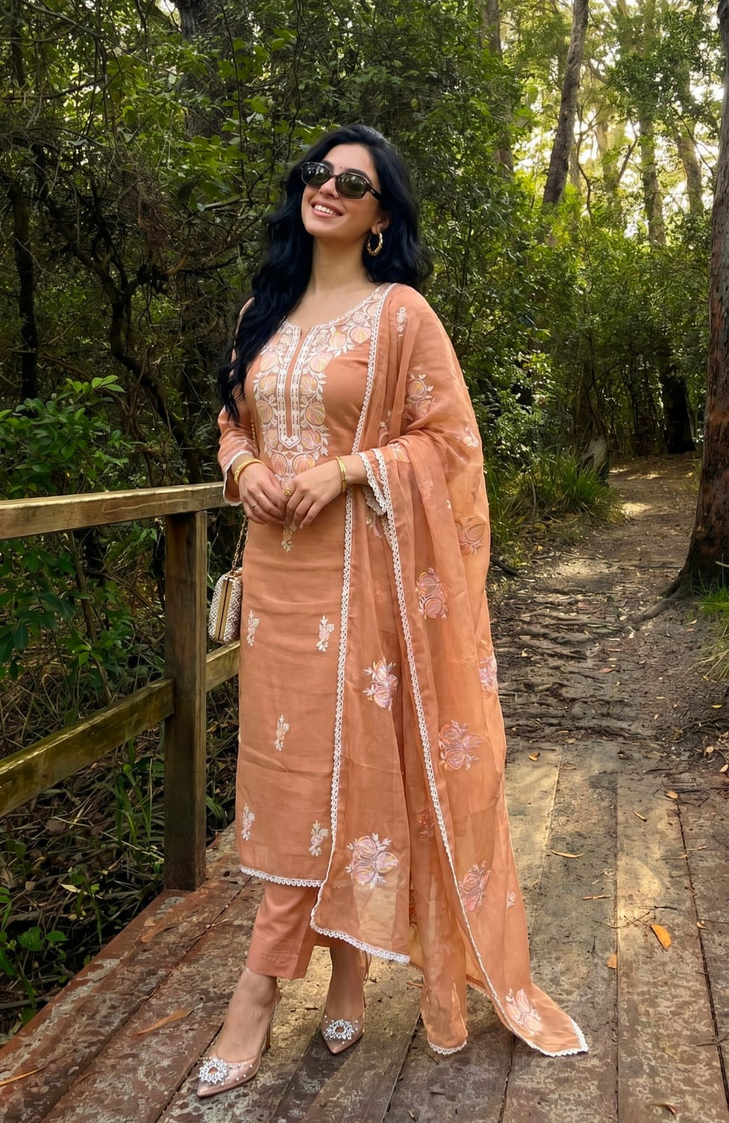 Mul Chanderi Kashmiri Embroidered suit