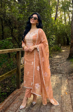 Mul Chanderi Kashmiri Embroidered suit