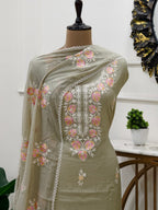 Mul Chanderi Kashmiri Embroidered suit