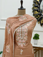 Mul Chanderi Kashmiri Embroidered suit