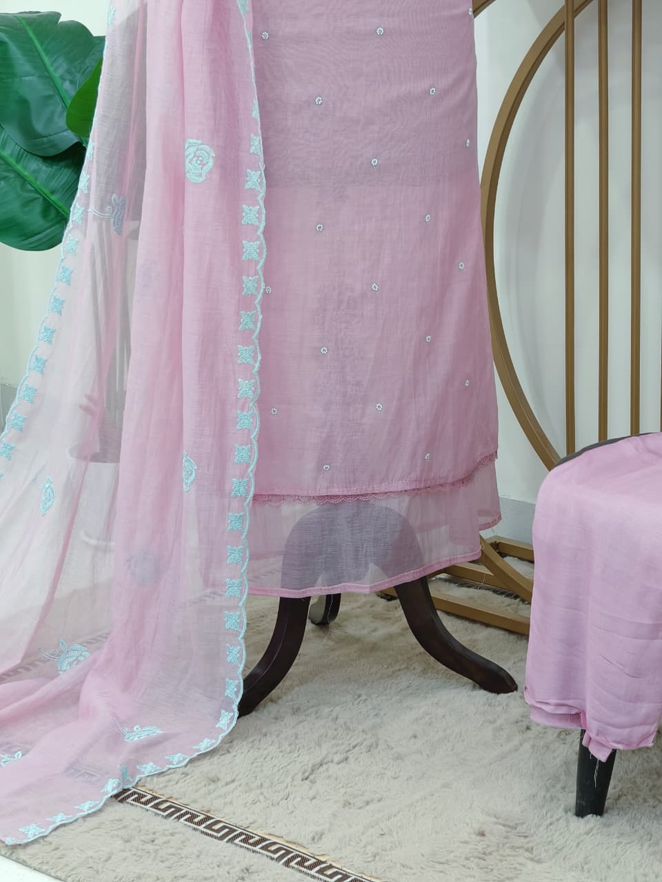 Farah Mul Chanderi Lucknowi Embroidery Suit