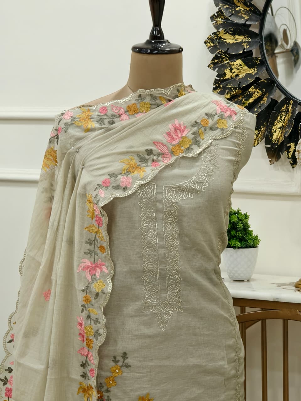 Aditi Mul chanderi embroidered suit