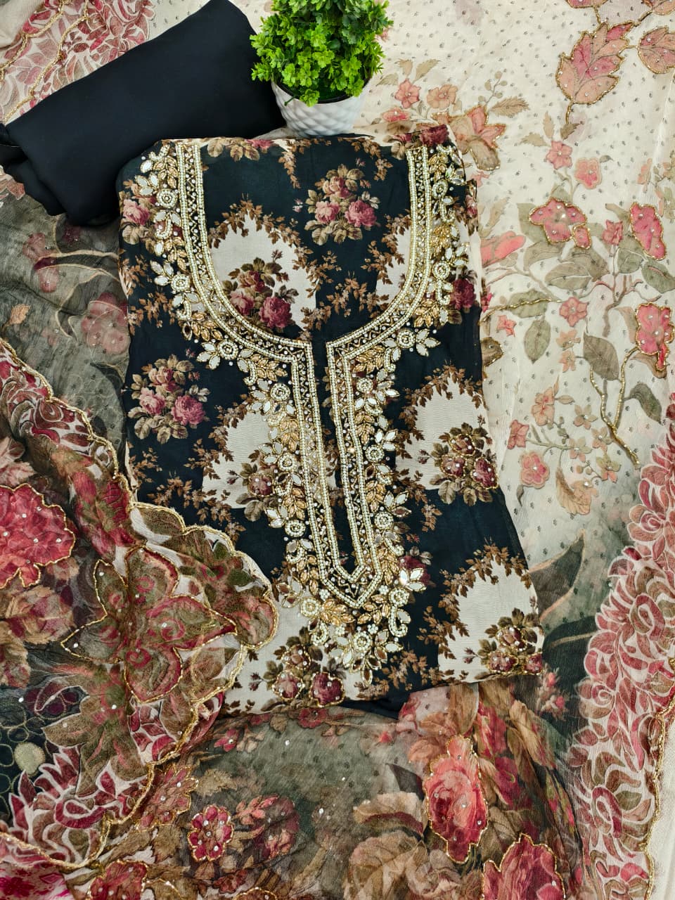 Silsila Glass Organza Hand Work Suit