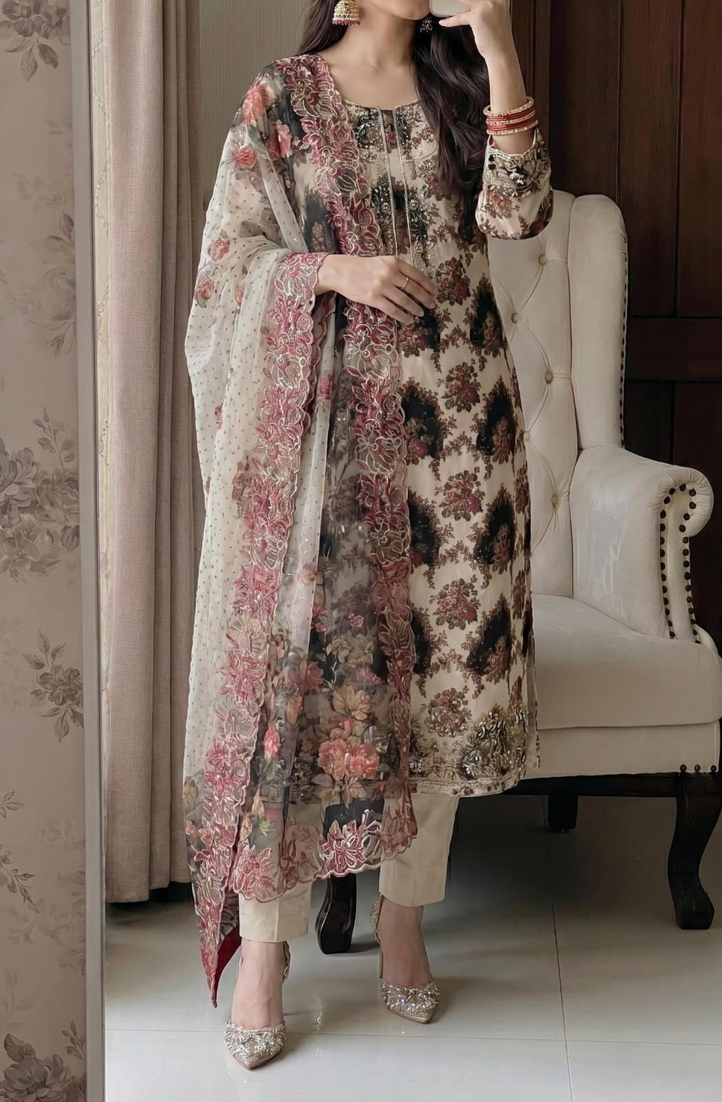 Silsila Glass Organza Hand Work Suit